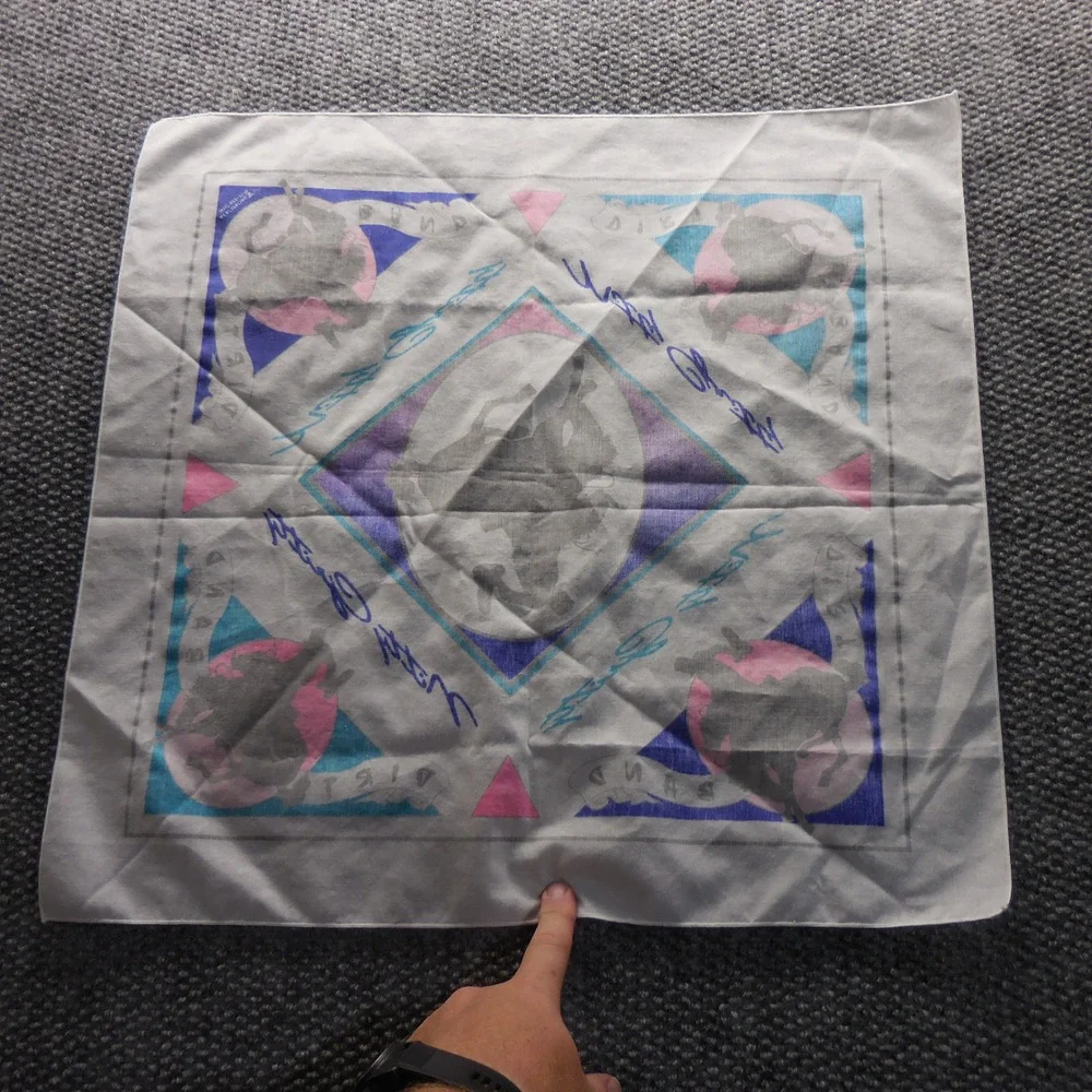 VTG Nitty Gritty Dirt Band Bandana White Western Bucking Bronco Graphic 21x21